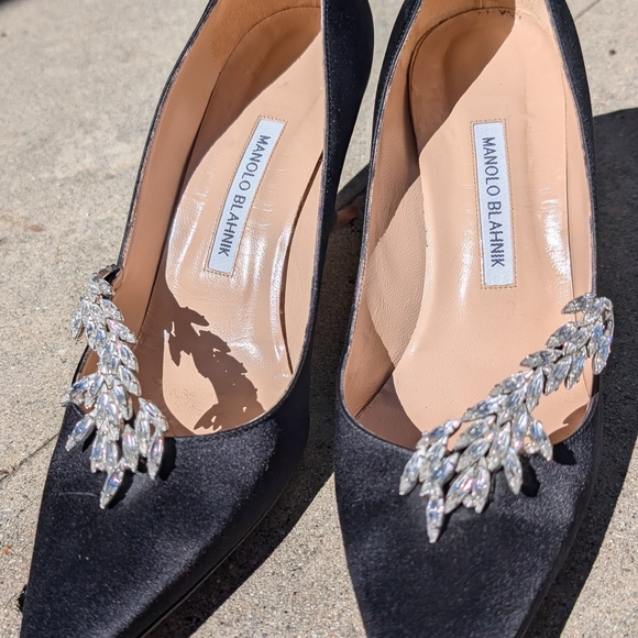 Manolo Blahnik Black Heels with Crystal Accents - Picture 10 of 12